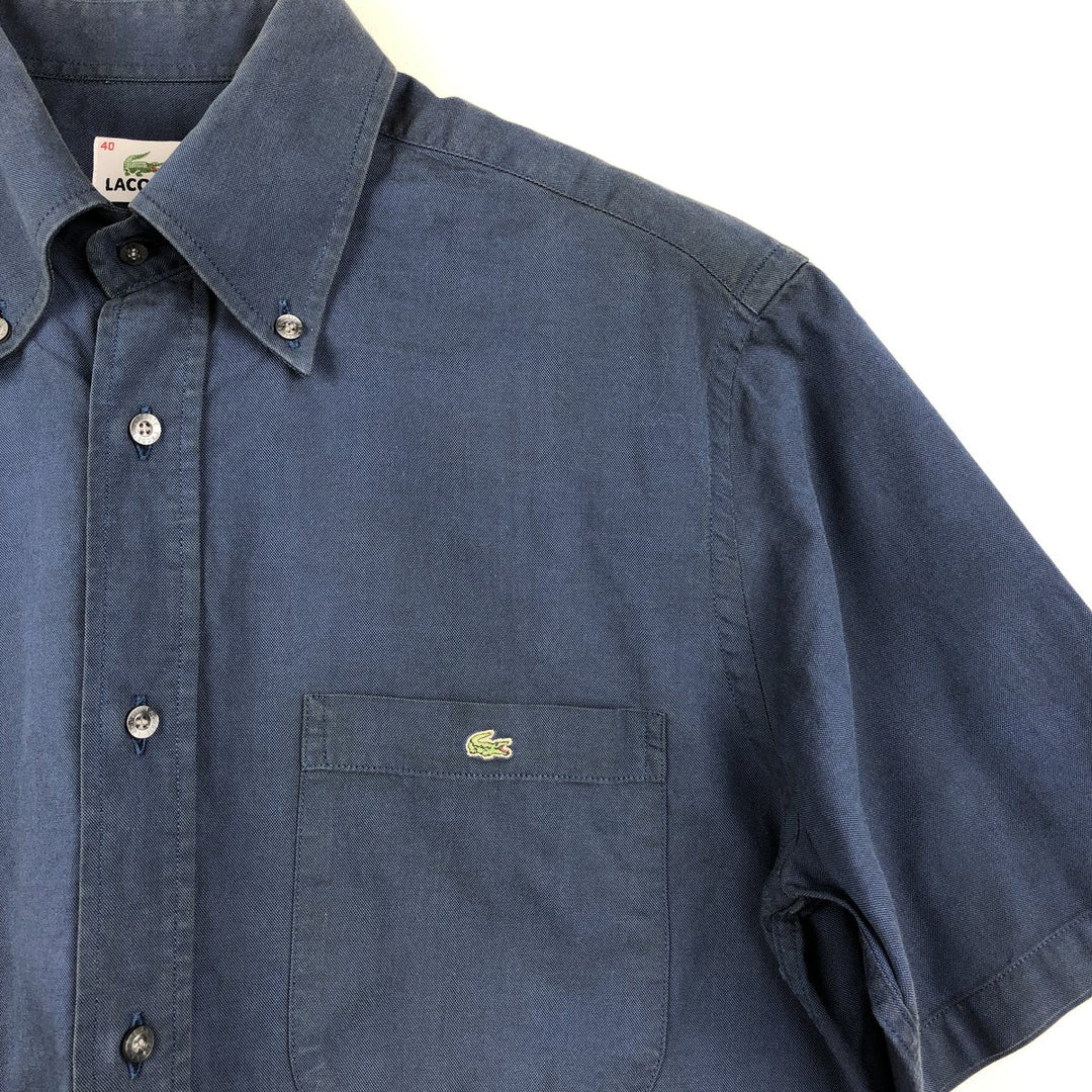 Lacoste short-sleeved button-down shirt, size 40 (equivalent to men's M). cotton navy blue type Vintage Second Hand
