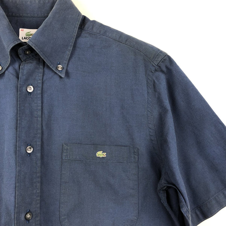 Lacoste short-sleeved button-down shirt, size 40 (equivalent to men's M). cotton navy blue type Vintage Second Hand
