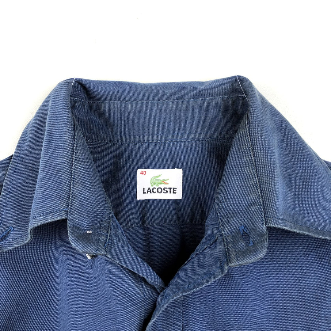 Lacoste short-sleeved button-down shirt, size 40 (equivalent to men's M). cotton navy blue type Vintage Second Hand
