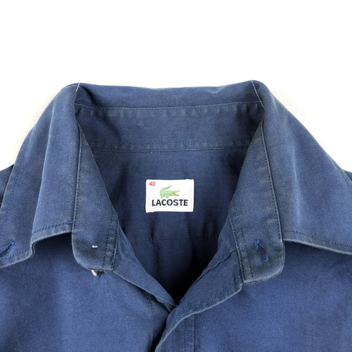 Lacoste short-sleeved button-down shirt, size 40 (equivalent to men's M). cotton navy blue type Vintage Second Hand