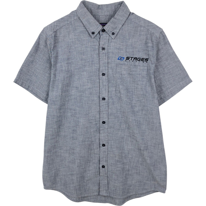 Patagonia Organic Cotton Advertising Short-Sleeve Button-Down Shirt, Men's Size M (approx.) Organic cotton gray type Vintage Second Hand