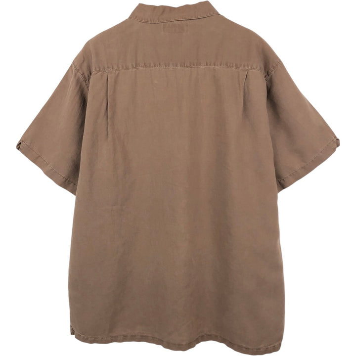 2000'S Columbia Short-Sleeve Ramie x Cotton Box Shirt, Men's Size XL Lamy brown type Vintage Second Hand