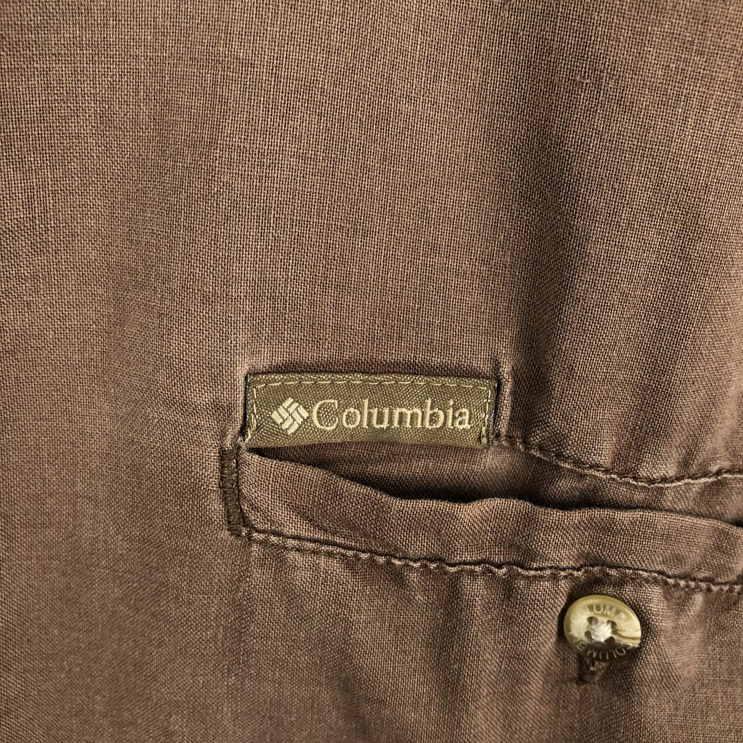 2000'S Columbia Short-Sleeve Ramie x Cotton Box Shirt, Men's Size XL Lamy brown type Vintage Second Hand