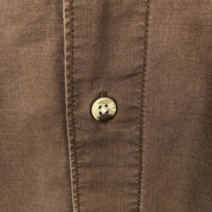 2000'S Columbia Short-Sleeve Ramie x Cotton Box Shirt, Men's Size XL Lamy brown type Vintage Second Hand