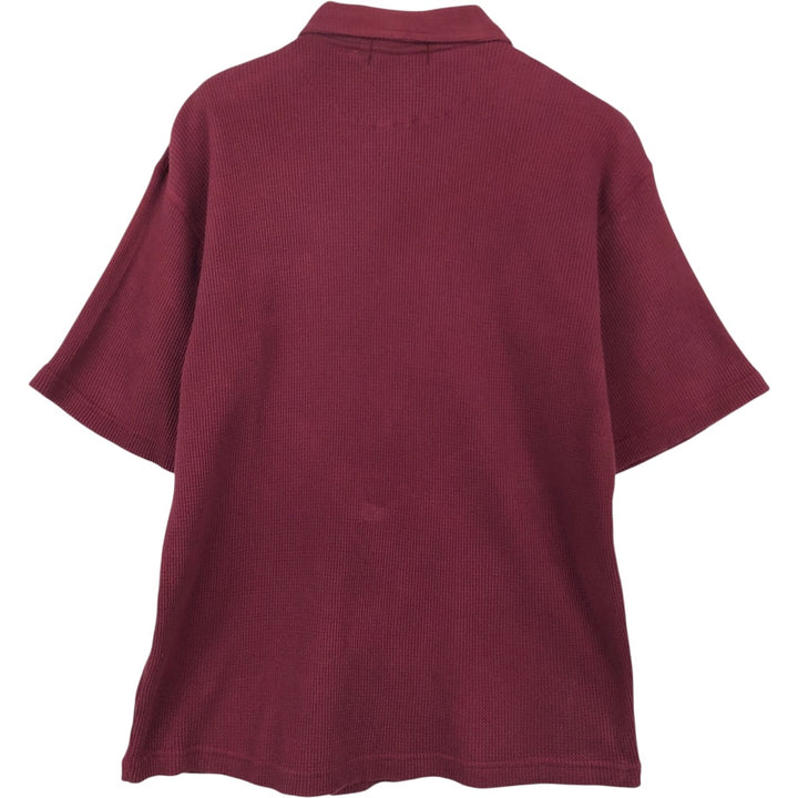 1990'S St. John's Bay Thermal Short-Sleeve Cotton Box Shirt, Men's Size L (approx.), Vintage cotton wine-red Vintage Second Hand