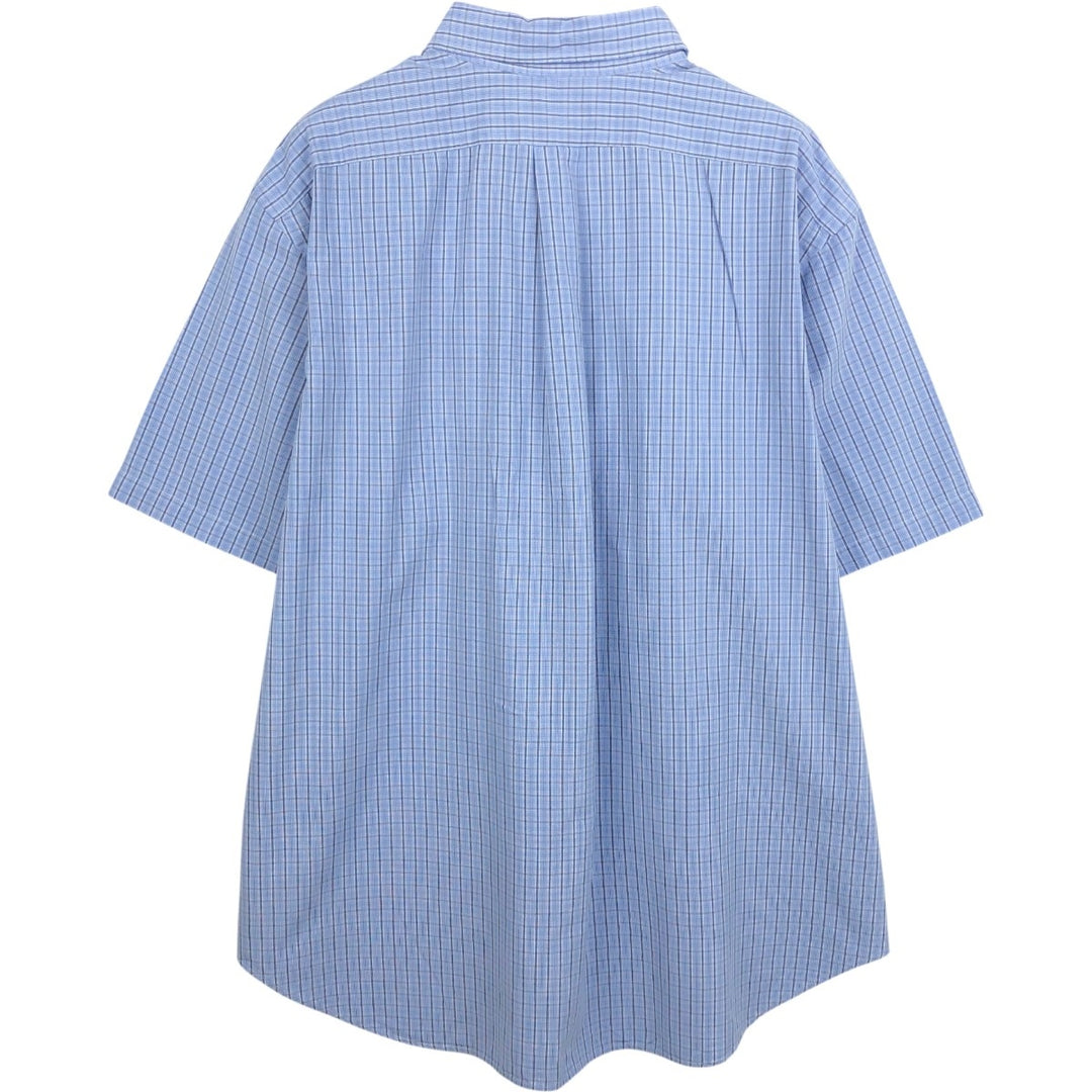 Ralph Lauren Classic Fit Short Sleeve Button Down Check Shirt Men's XXL cotton Blue type light blue Vintage Second Hand