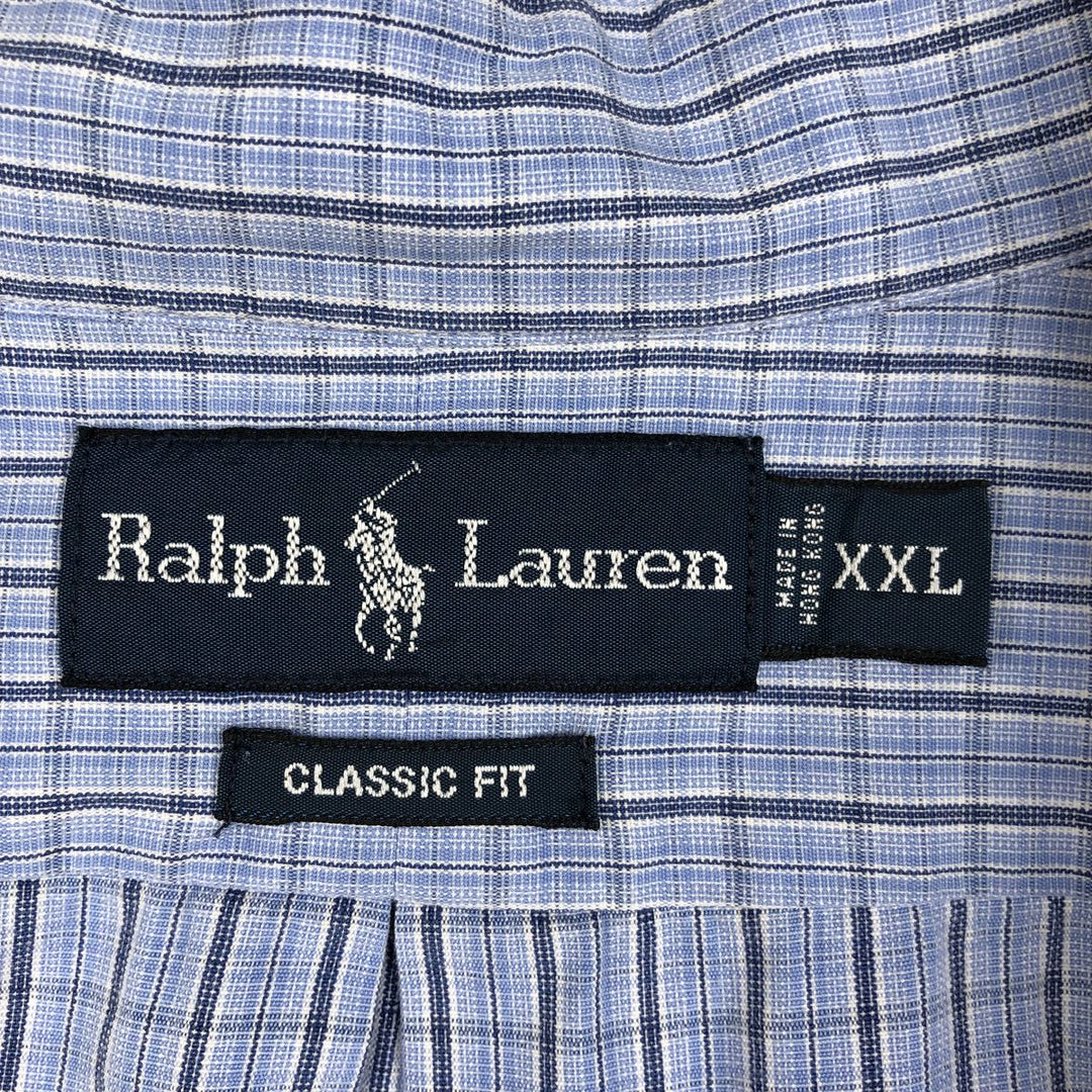 Ralph Lauren Classic Fit Short Sleeve Button Down Check Shirt Men's XXL cotton Blue type light blue Vintage Second Hand