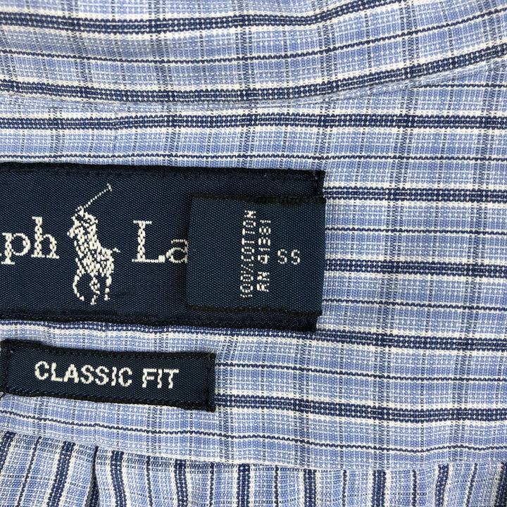 Ralph Lauren Classic Fit Short Sleeve Button Down Check Shirt Men's XXL cotton Blue type light blue Vintage Second Hand
