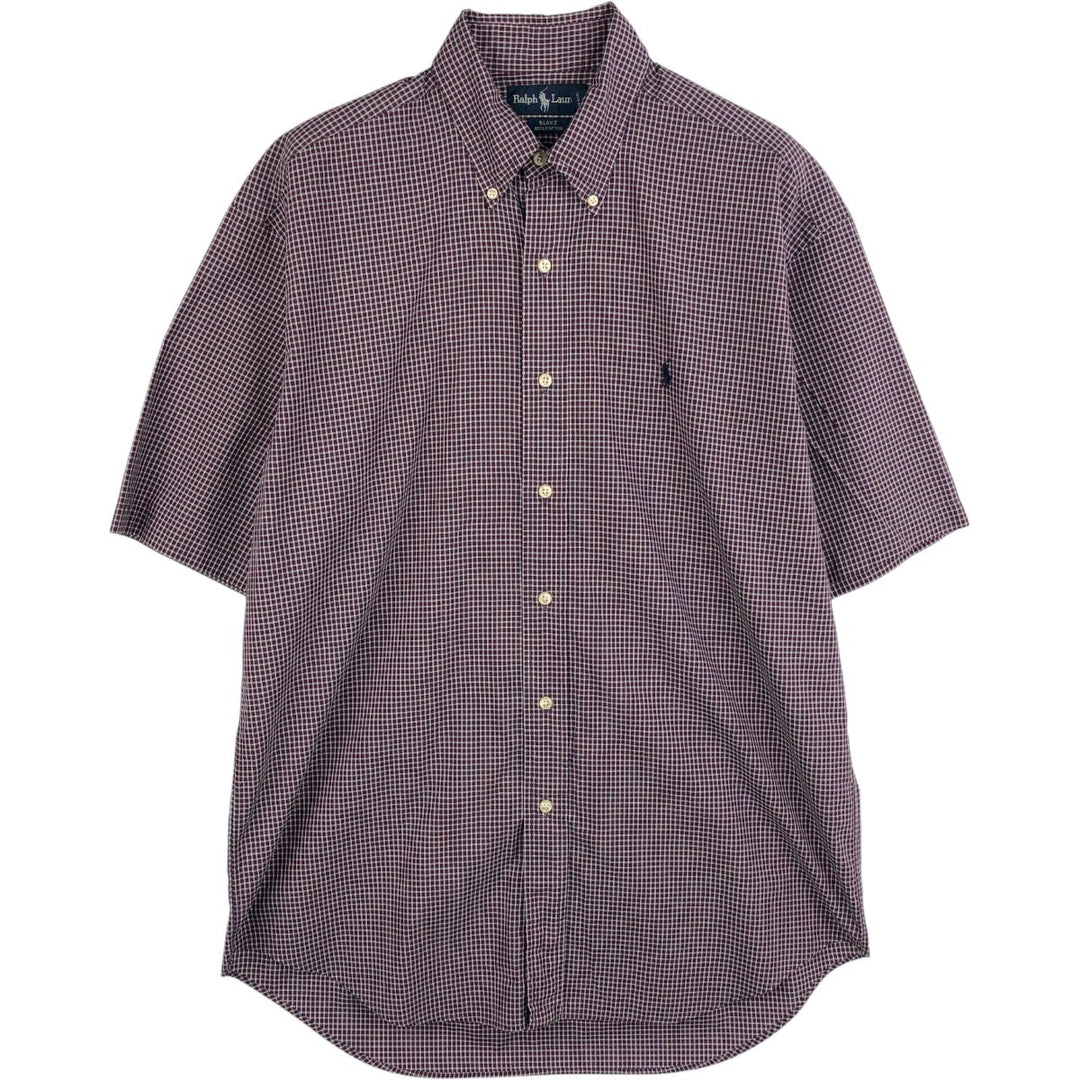 Ralph Lauren BLAKE short sleeve button down check shirt, men's size M cotton red type Vintage Second Hand