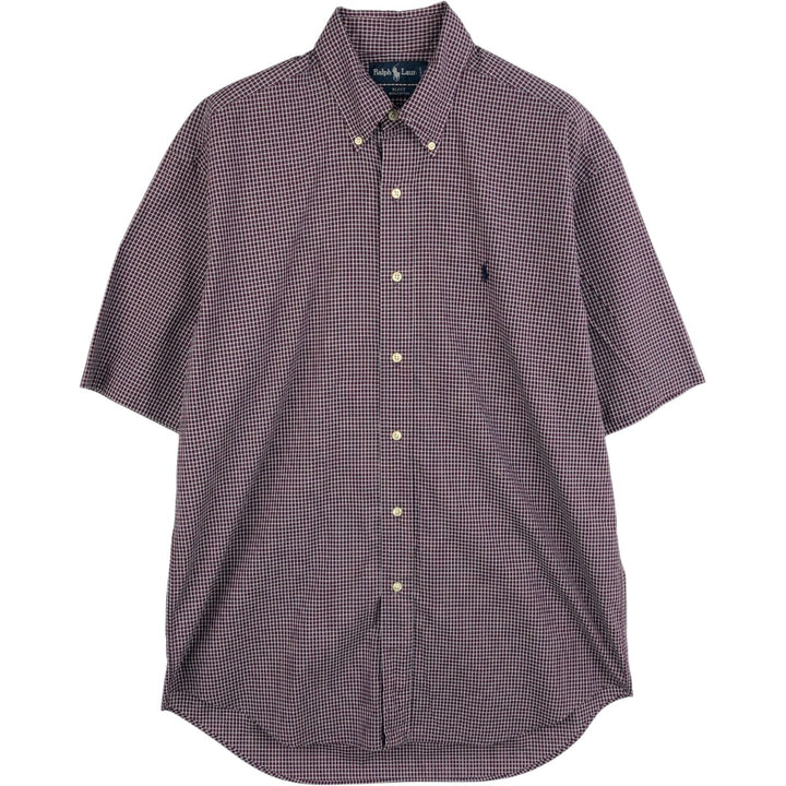 Ralph Lauren BLAKE short sleeve button down check shirt, men's size M cotton red type Vintage Second Hand