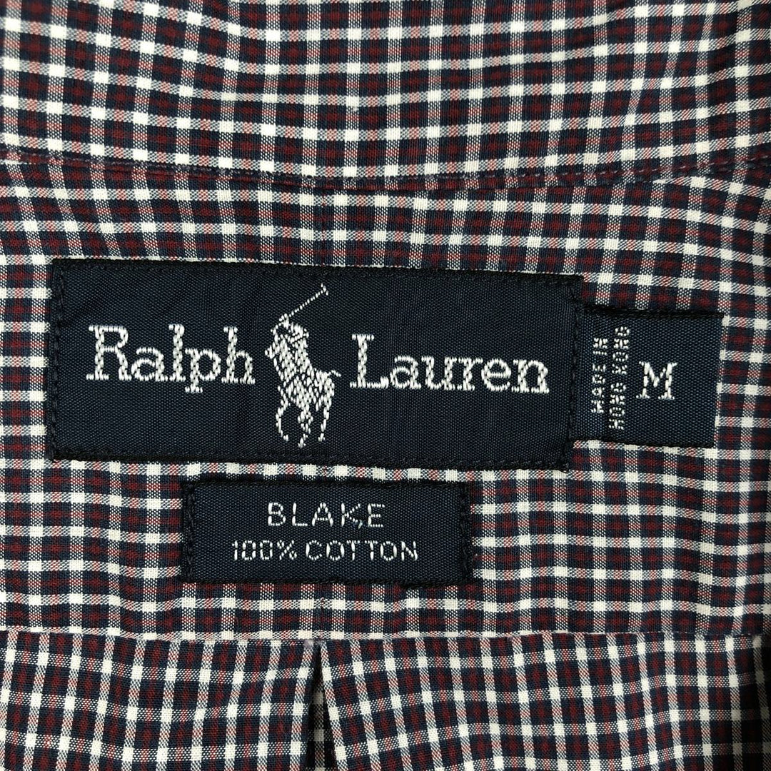 Ralph Lauren BLAKE short sleeve button down check shirt, men's size M cotton red type Vintage Second Hand