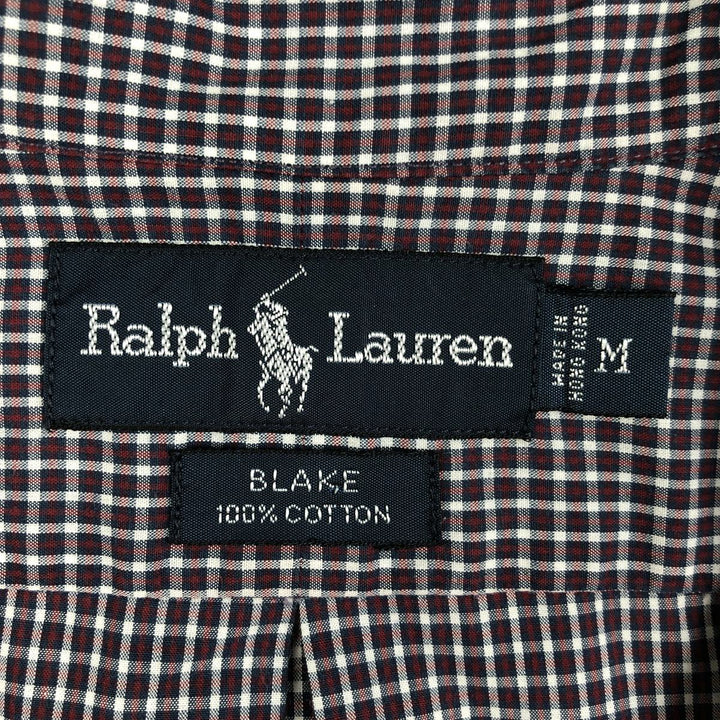 Ralph Lauren BLAKE short sleeve button down check shirt, men's size M cotton red type Vintage Second Hand