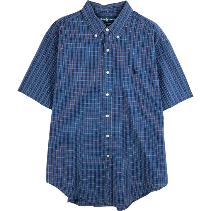 Ralph Lauren Classic Fit Short Sleeve Button Down Check Shirt Men's XL cotton blue type Vintage Second Hand