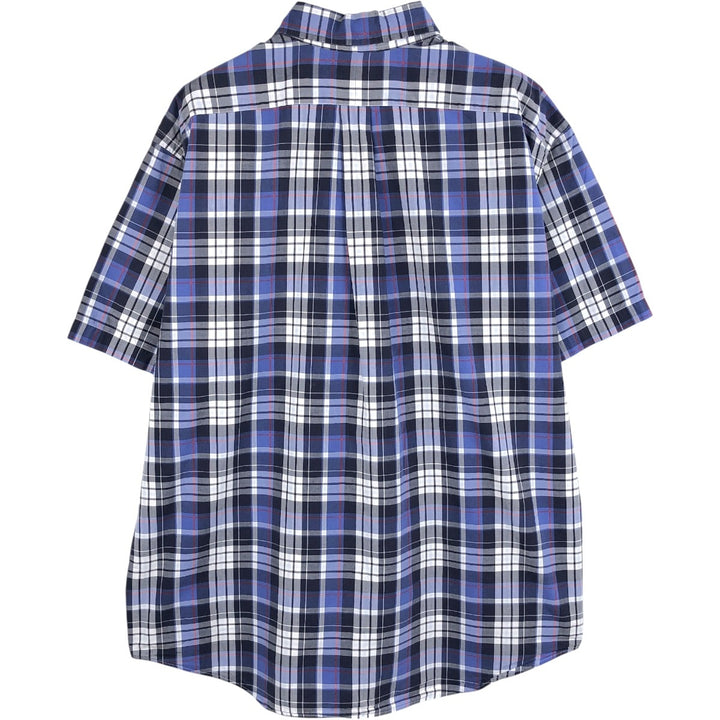 Ralph Lauren CUSTOM FIT short sleeve button down check shirt men's XL size cotton blue type Vintage Second Hand