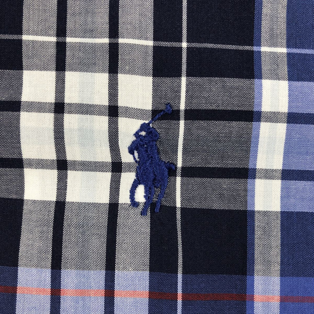 Ralph Lauren CUSTOM FIT short sleeve button down check shirt men's XL size cotton blue type Vintage Second Hand