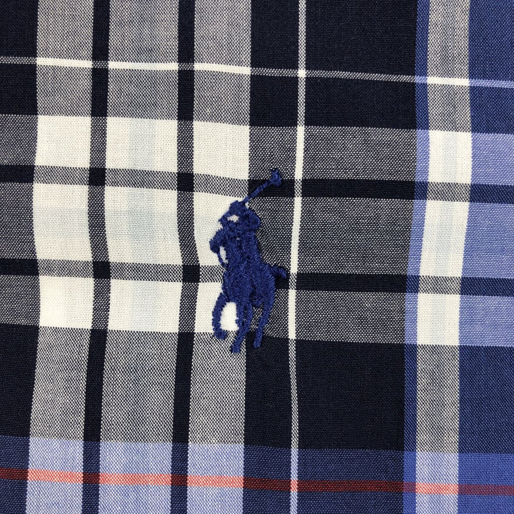 Ralph Lauren CUSTOM FIT short sleeve button down check shirt men's XL size cotton blue type Vintage Second Hand