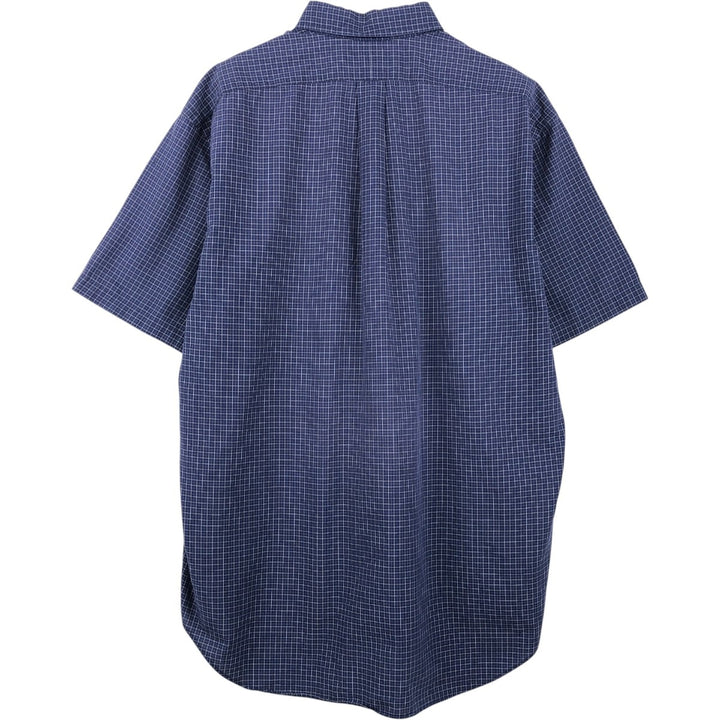 Ralph Lauren BLAKE short sleeve button down check shirt, men's size L cotton navy blue type Vintage Second Hand