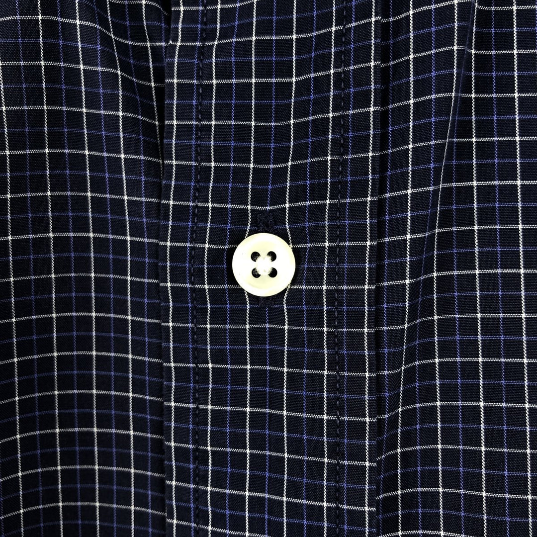 Ralph Lauren BLAKE short sleeve button down check shirt, men's size L cotton navy blue type Vintage Second Hand