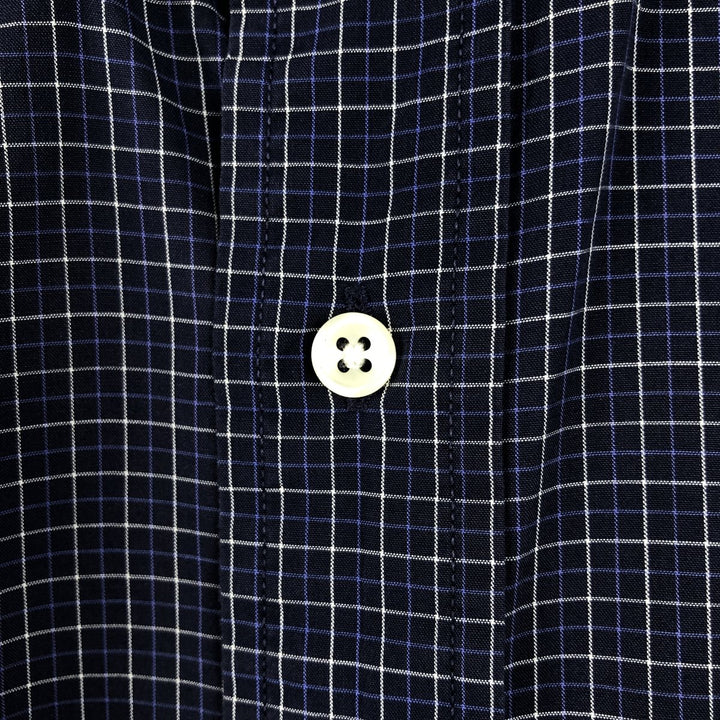 Ralph Lauren BLAKE short sleeve button down check shirt, men's size L cotton navy blue type Vintage Second Hand