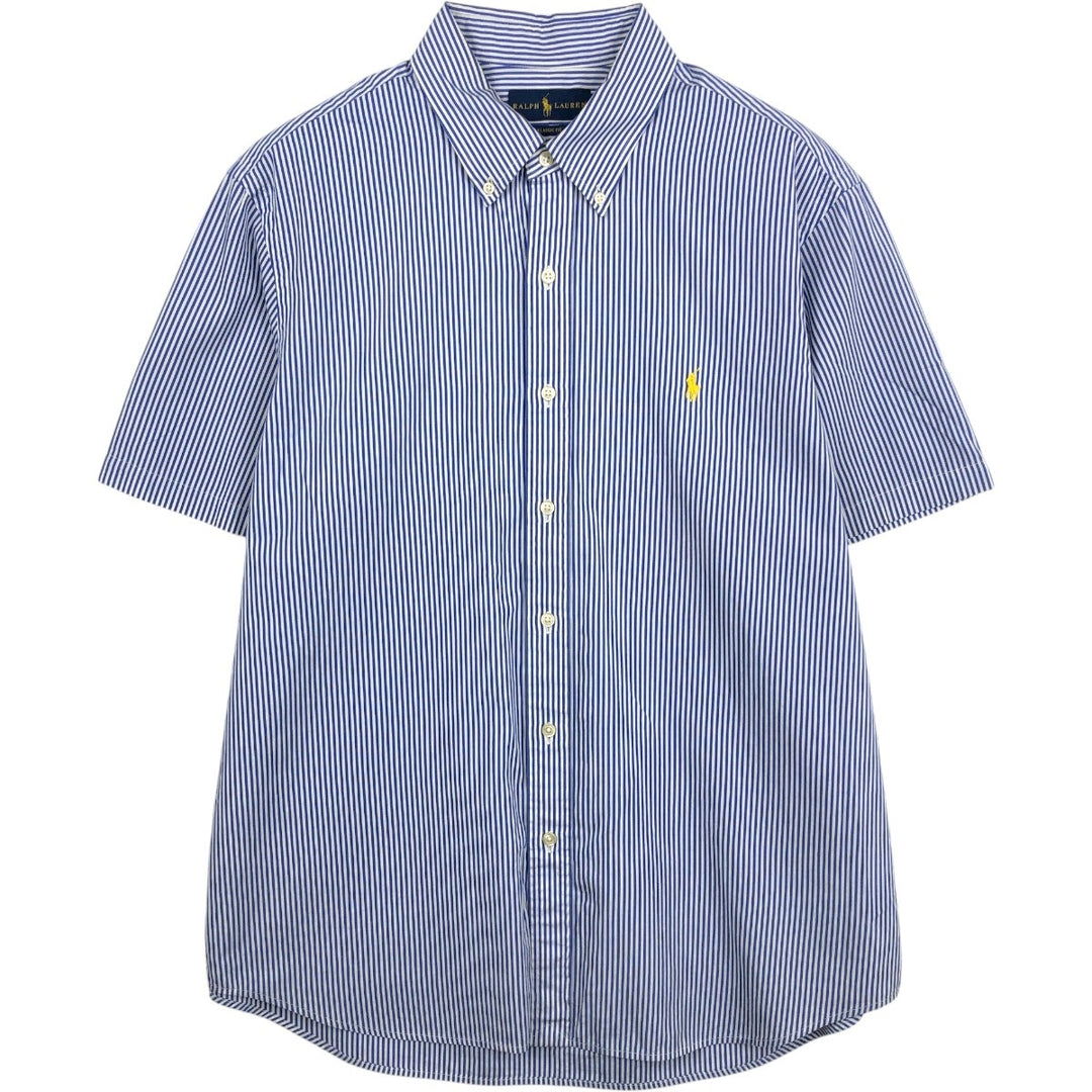 Ralph Lauren Classic Fit Short Sleeve Button Down Striped Shirt Men's XL cotton blue type Vintage Second Hand