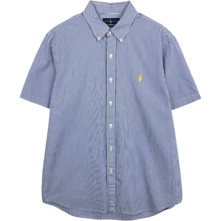 Ralph Lauren Classic Fit Short Sleeve Button Down Striped Shirt Men's XL cotton blue type Vintage Second Hand