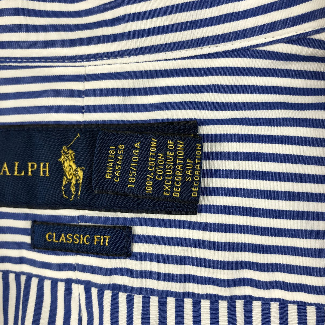 Ralph Lauren Classic Fit Short Sleeve Button Down Striped Shirt Men's XL cotton blue type Vintage Second Hand