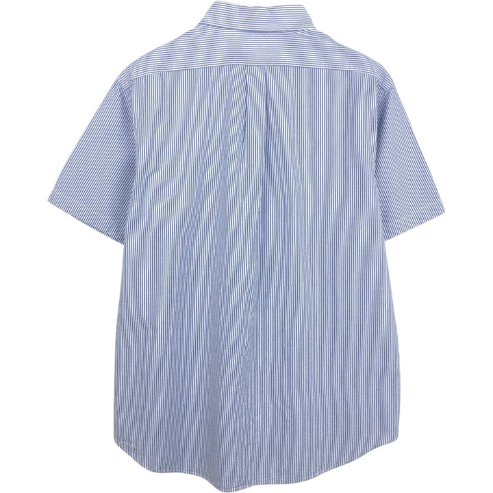 Ralph Lauren Seersucker Short Sleeve Button-Down Striped Shirt Men's XL cotton blue type Vintage Second Hand