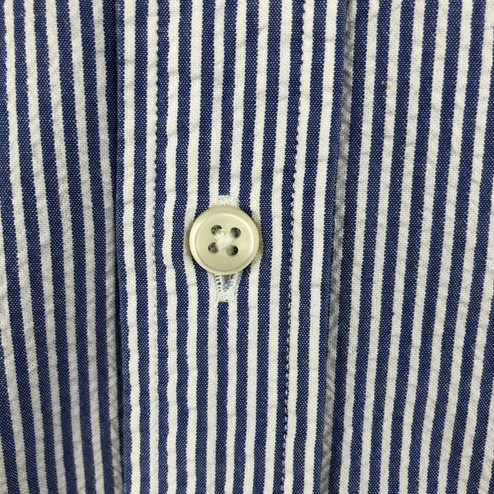 Ralph Lauren Seersucker Short Sleeve Button-Down Striped Shirt Men's XL cotton blue type Vintage Second Hand