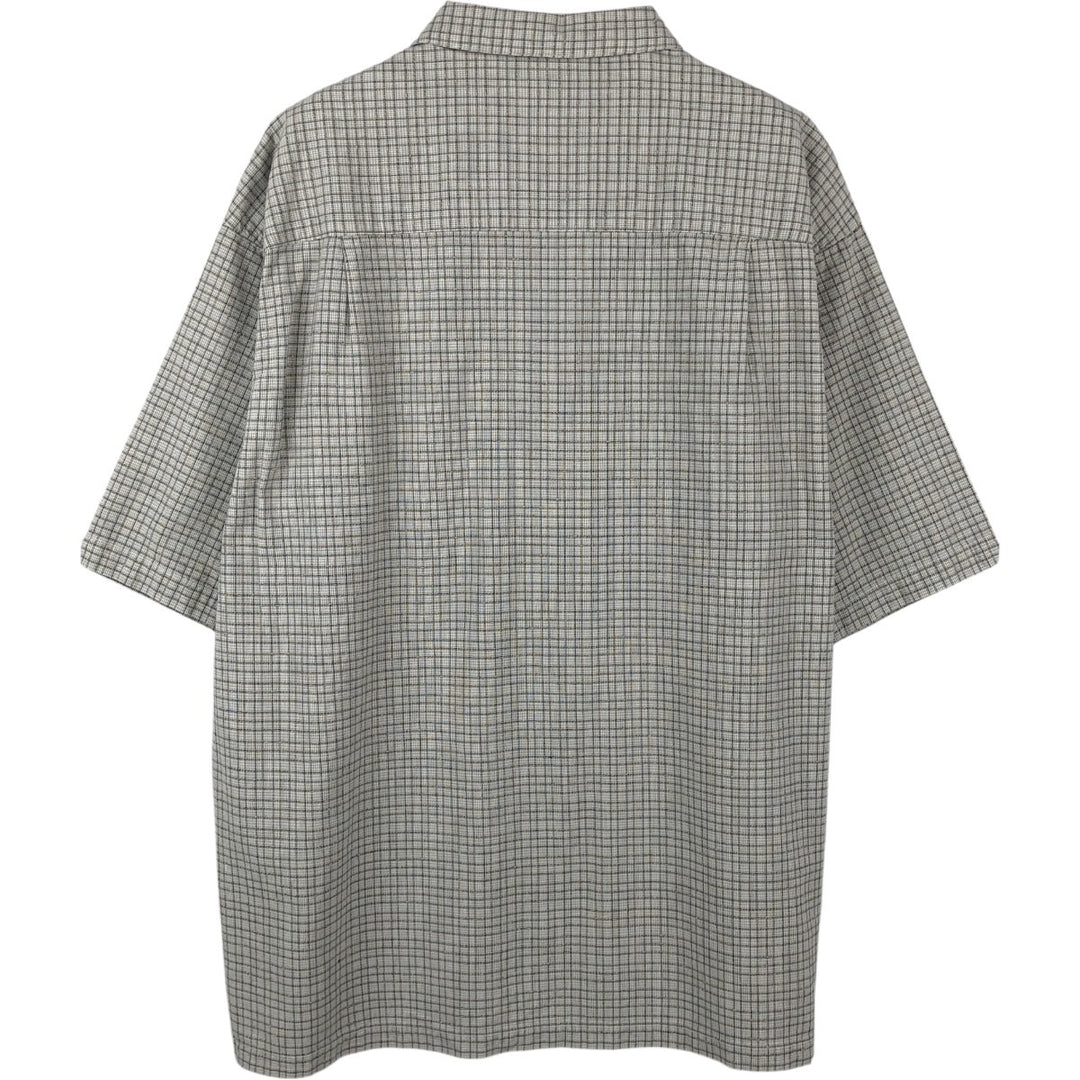 00'S Columbia Short Sleeve Cotton Check Shirt Men's XL cotton gray type Vintage Second Hand