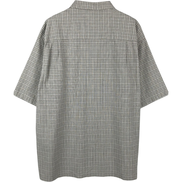 00'S Columbia Short Sleeve Cotton Check Shirt Men's XL cotton gray type Vintage Second Hand