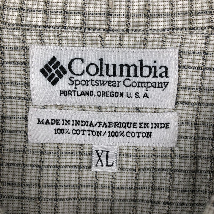 00'S Columbia Short Sleeve Cotton Check Shirt Men's XL cotton gray type Vintage Second Hand