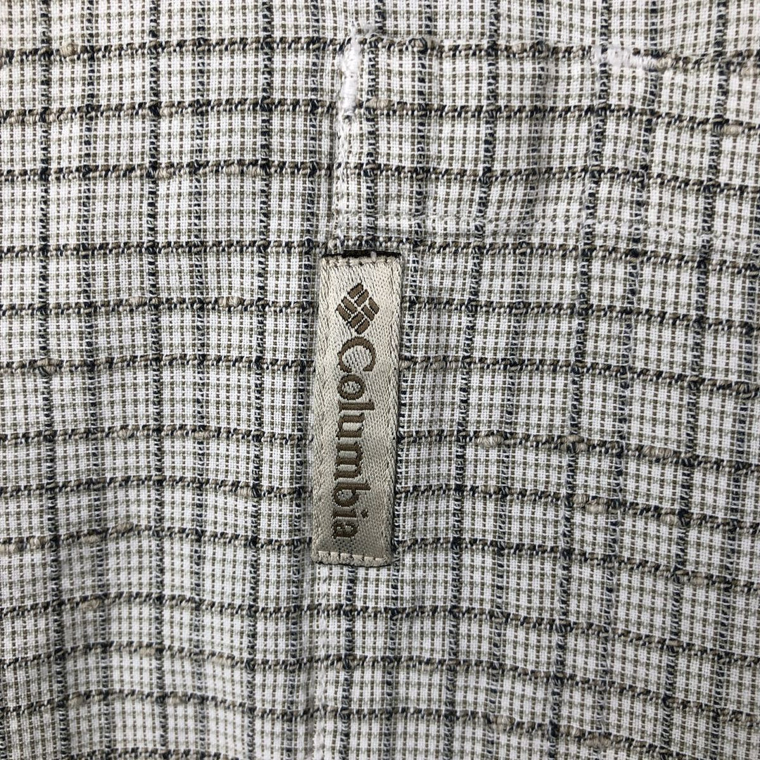 00'S Columbia Short Sleeve Cotton Check Shirt Men's XL cotton gray type Vintage Second Hand