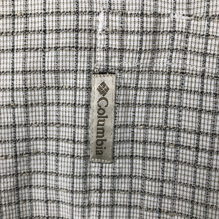 00'S Columbia Short Sleeve Cotton Check Shirt Men's XL cotton gray type Vintage Second Hand