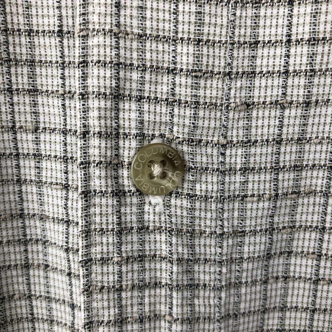 00'S Columbia Short Sleeve Cotton Check Shirt Men's XL cotton gray type Vintage Second Hand