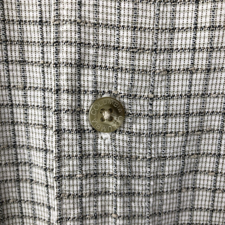 00'S Columbia Short Sleeve Cotton Check Shirt Men's XL cotton gray type Vintage Second Hand