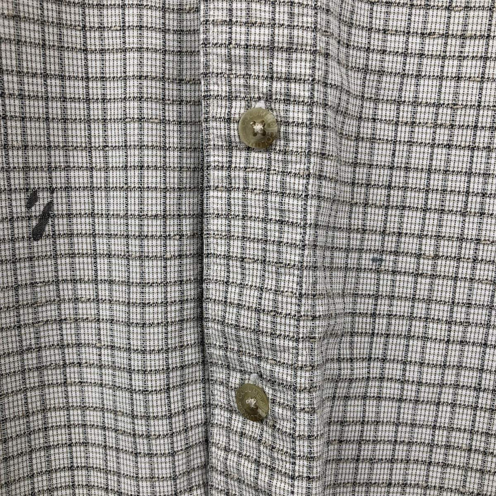 00'S Columbia Short Sleeve Cotton Check Shirt Men's XL cotton gray type Vintage Second Hand