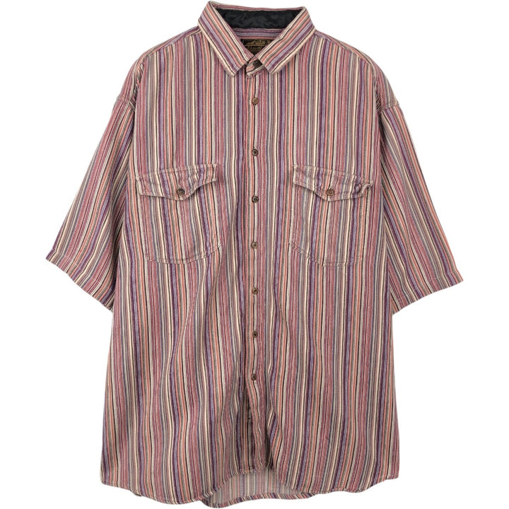 90'S Eddie Bauer Black Tag Multi-Striped Short-Sleeve Cotton Striped Shirt, Men's XL (approx.), Vintage cotton multicolor Vintage Second Hand