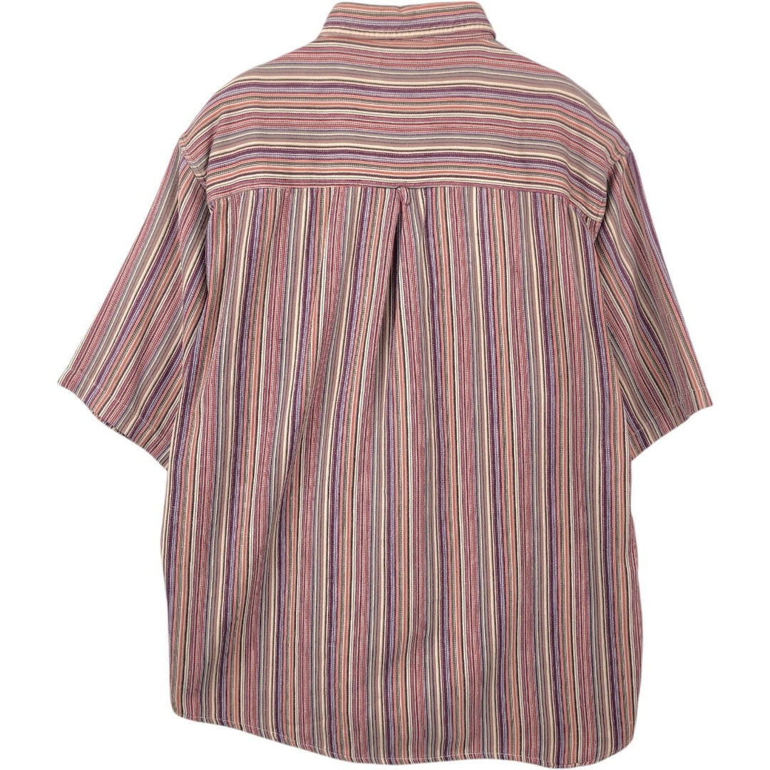 90'S Eddie Bauer Black Tag Multi-Striped Short-Sleeve Cotton Striped Shirt, Men's XL (approx.), Vintage cotton multicolor Vintage Second Hand