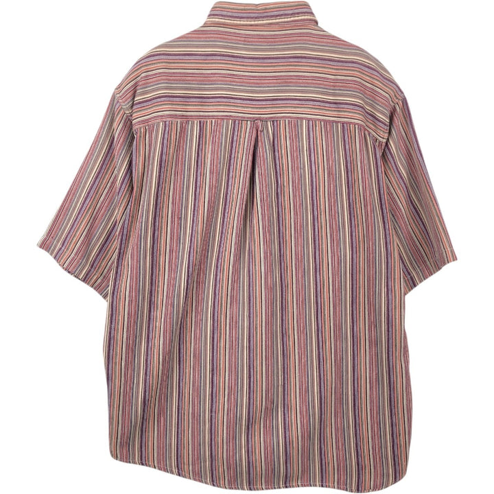 90'S Eddie Bauer Black Tag Multi-Striped Short-Sleeve Cotton Striped Shirt, Men's XL (approx.), Vintage cotton multicolor Vintage Second Hand
