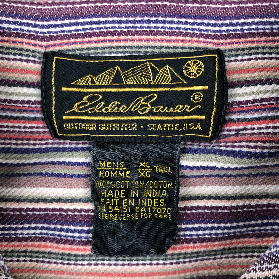 90'S Eddie Bauer Black Tag Multi-Striped Short-Sleeve Cotton Striped Shirt, Men's XL (approx.), Vintage cotton multicolor Vintage Second Hand