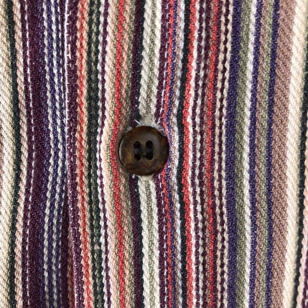 90'S Eddie Bauer Black Tag Multi-Striped Short-Sleeve Cotton Striped Shirt, Men's XL (approx.), Vintage cotton multicolor Vintage Second Hand