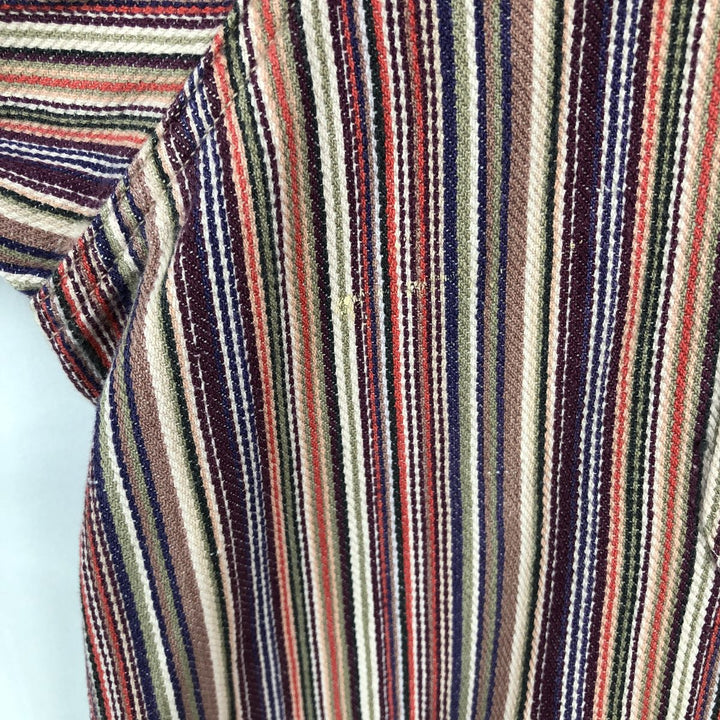 90'S Eddie Bauer Black Tag Multi-Striped Short-Sleeve Cotton Striped Shirt, Men's XL (approx.), Vintage cotton multicolor Vintage Second Hand