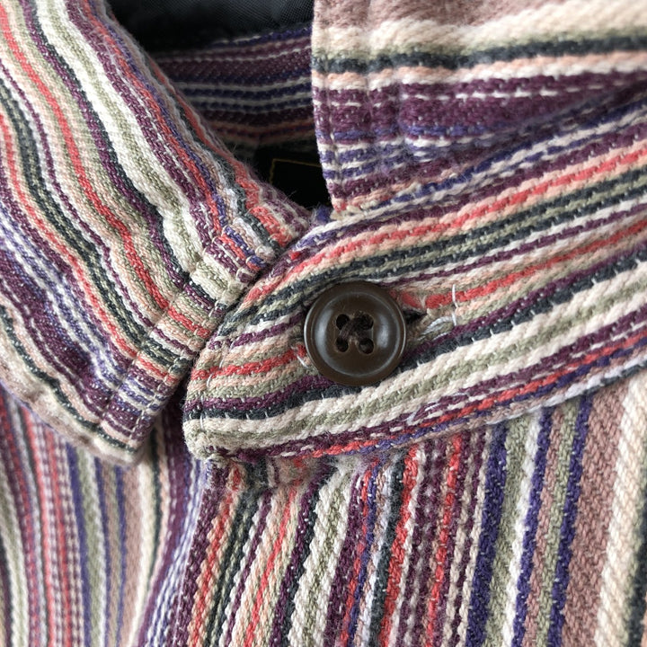 90'S Eddie Bauer Black Tag Multi-Striped Short-Sleeve Cotton Striped Shirt, Men's XL (approx.), Vintage cotton multicolor Vintage Second Hand