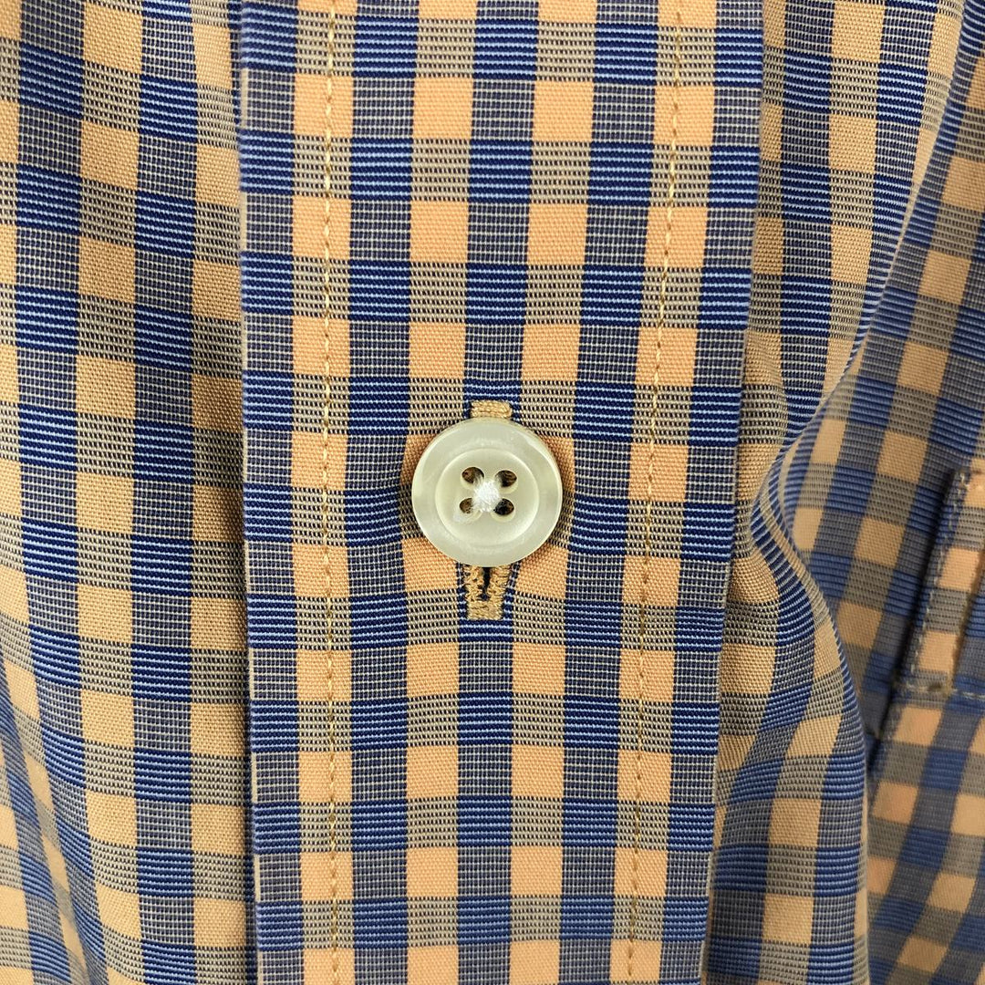 Brooks Brothers 346 short sleeve button down check shirt, men's size L cotton navy blue type Vintage Second Hand
