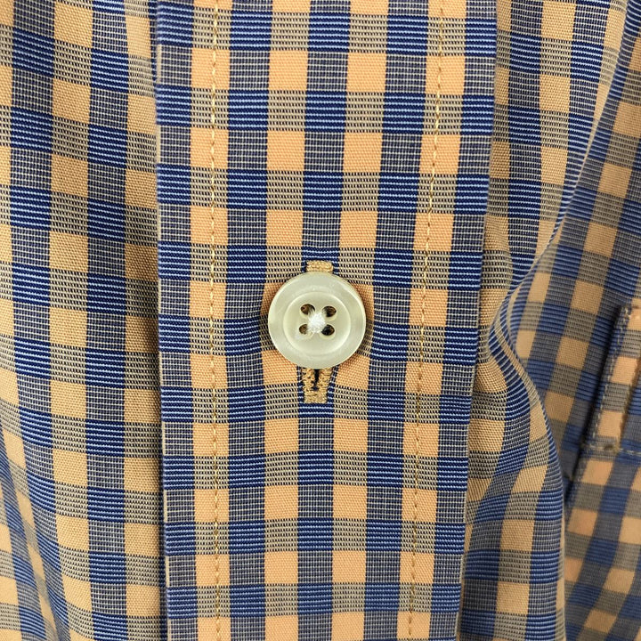 Brooks Brothers 346 short sleeve button down check shirt, men's size L cotton navy blue type Vintage Second Hand