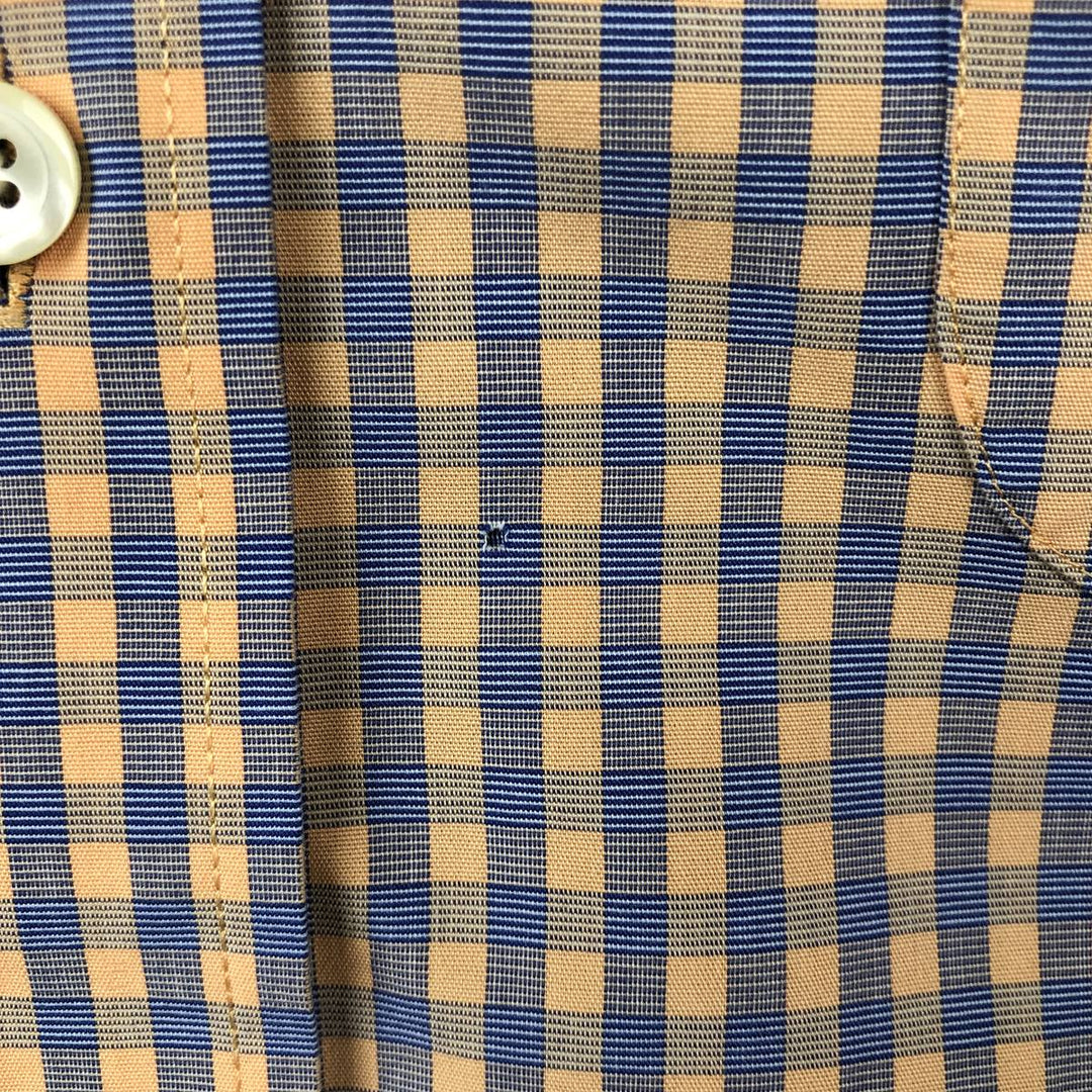 Brooks Brothers 346 short sleeve button down check shirt, men's size L cotton navy blue type Vintage Second Hand