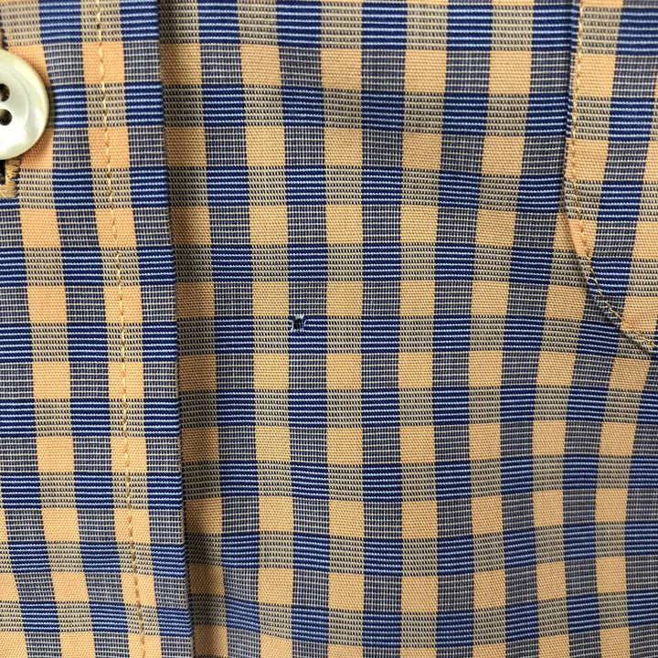 Brooks Brothers 346 short sleeve button down check shirt, men's size L cotton navy blue type Vintage Second Hand