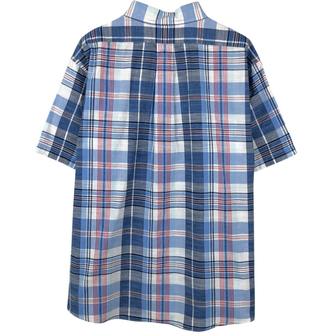 Brooks Brothers 1818 REGENT FIT Short-Sleeve Button-Down Check Shirt, Men's Size XL (approx.) cotton blue type Vintage Second Hand