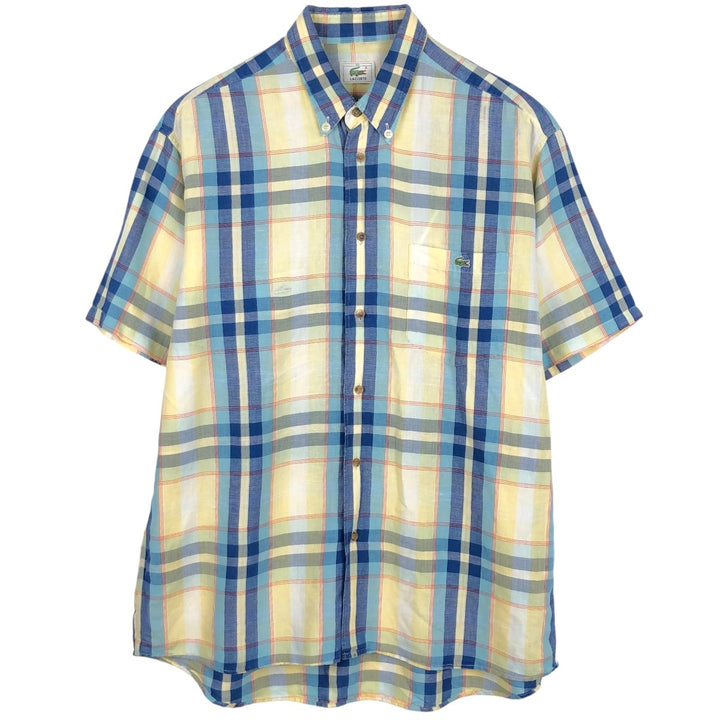 Lacoste LACOSTE short sleeve button down check shirt men's XL size unclear Blue type light blue Vintage Second Hand