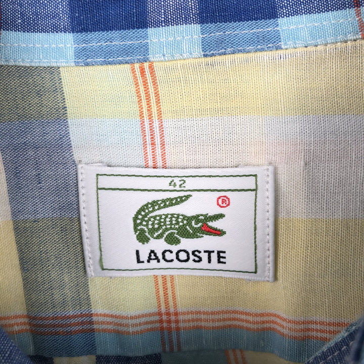 Lacoste LACOSTE short sleeve button down check shirt men's XL size unclear Blue type light blue Vintage Second Hand